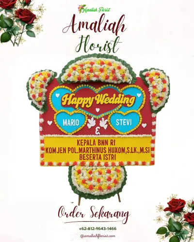 Karangan Papan Bunga Pernikahan di Cikutamahi
